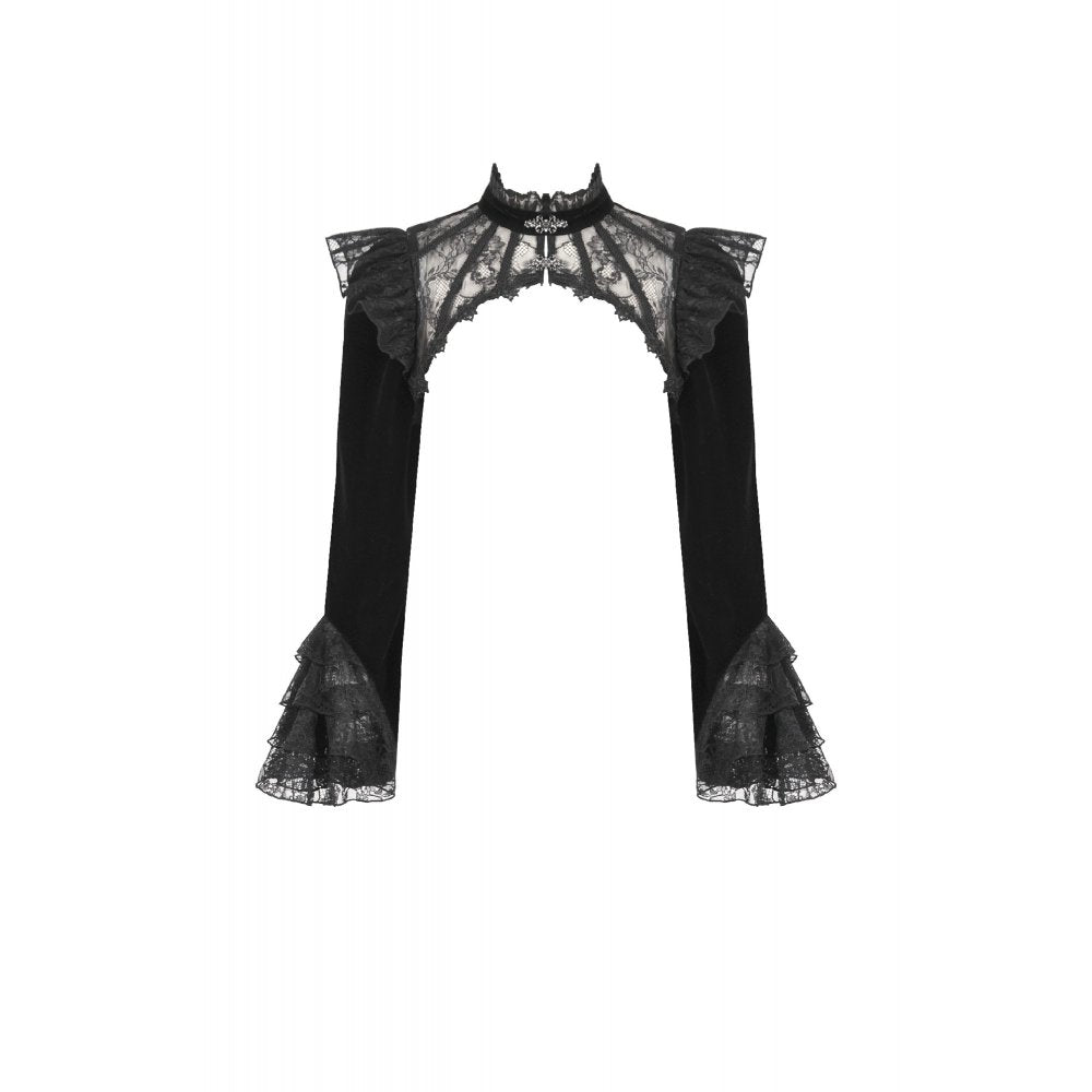Dark in Love Erzebeth Gothic Bolero Shrug - Black Lace Victorian Bell Sleeve