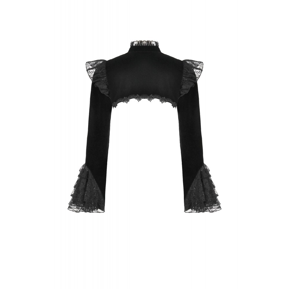 Dark in Love Erzebeth Gothic Bolero Shrug - Black Lace Victorian Bell Sleeve