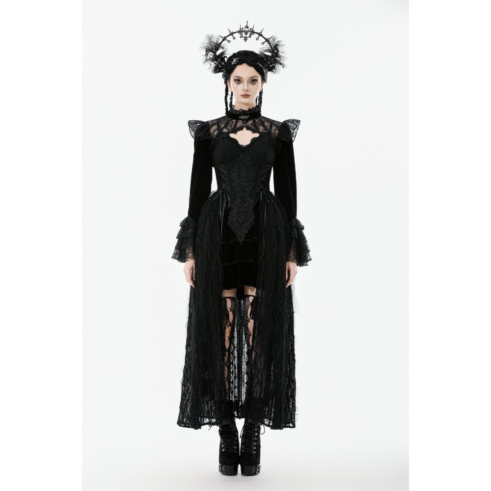 Dark in Love Erzebeth Gothic Bolero Shrug - Black Lace Victorian Bell Sleeve