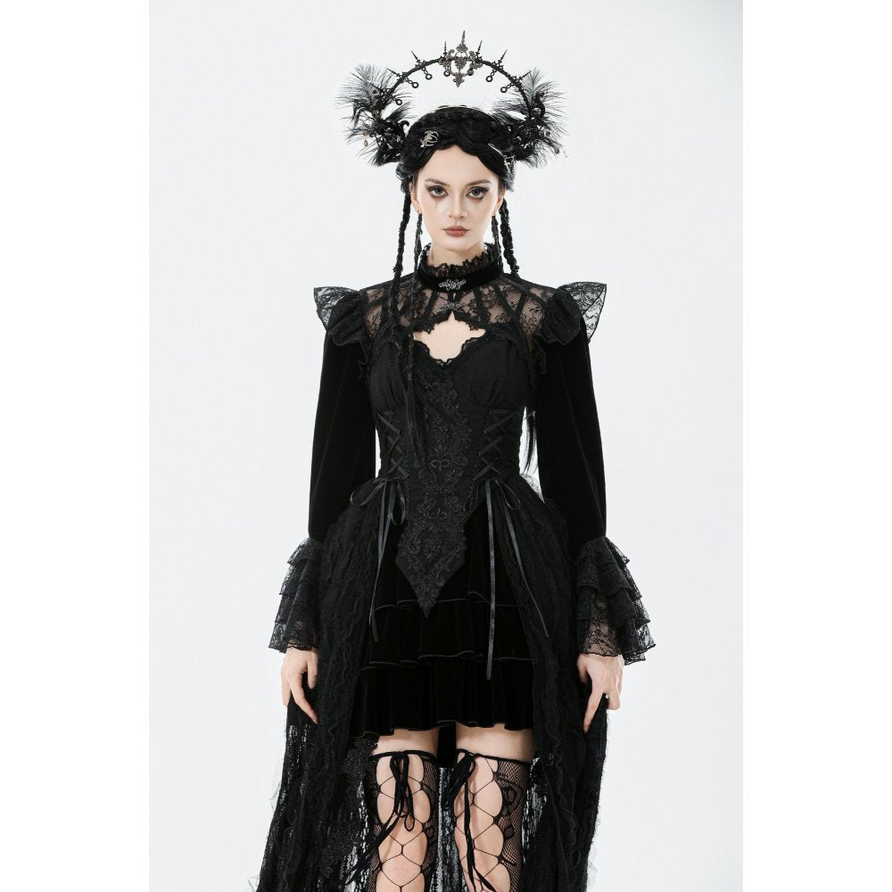 Dark in Love Erzebeth Gothic Bolero Shrug - Black Lace Victorian Bell Sleeve