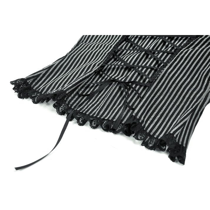 Dark in Love Gothic Peter Pan Collar Lace Shirt - Dark Academia Striped Cotton