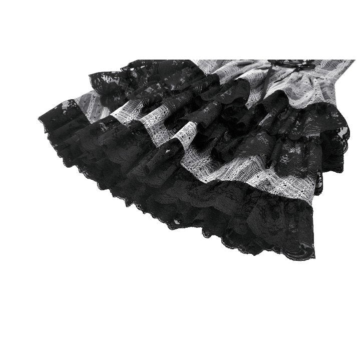 Dark in Love Hexa Layered Tartan Effect Lace Skirt