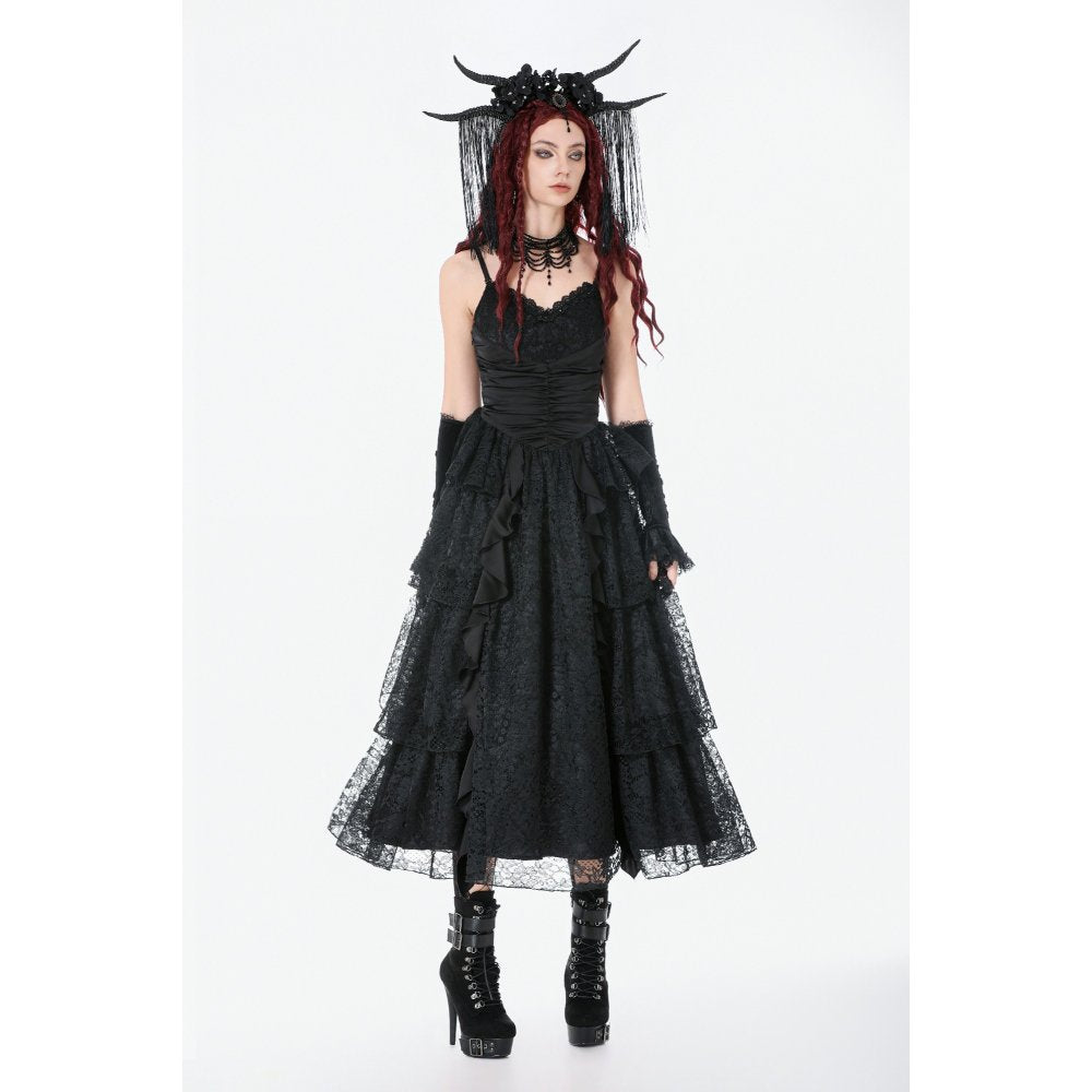 Dark in Love Minerva Gothic Satin Lace Dress