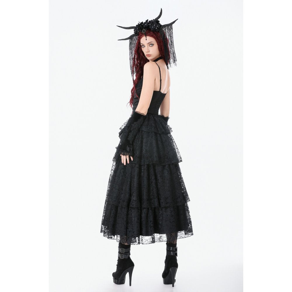 Dark in Love Minerva Gothic Satin Lace Dress