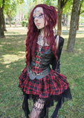 Dark in Love Red-Black Plaid Leather Layered Punk Sweetcore Dress