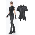 Dark in Love Ruptured Lace-Up Goth Shirt - D-Ring Hardware & Handkerchief Hem