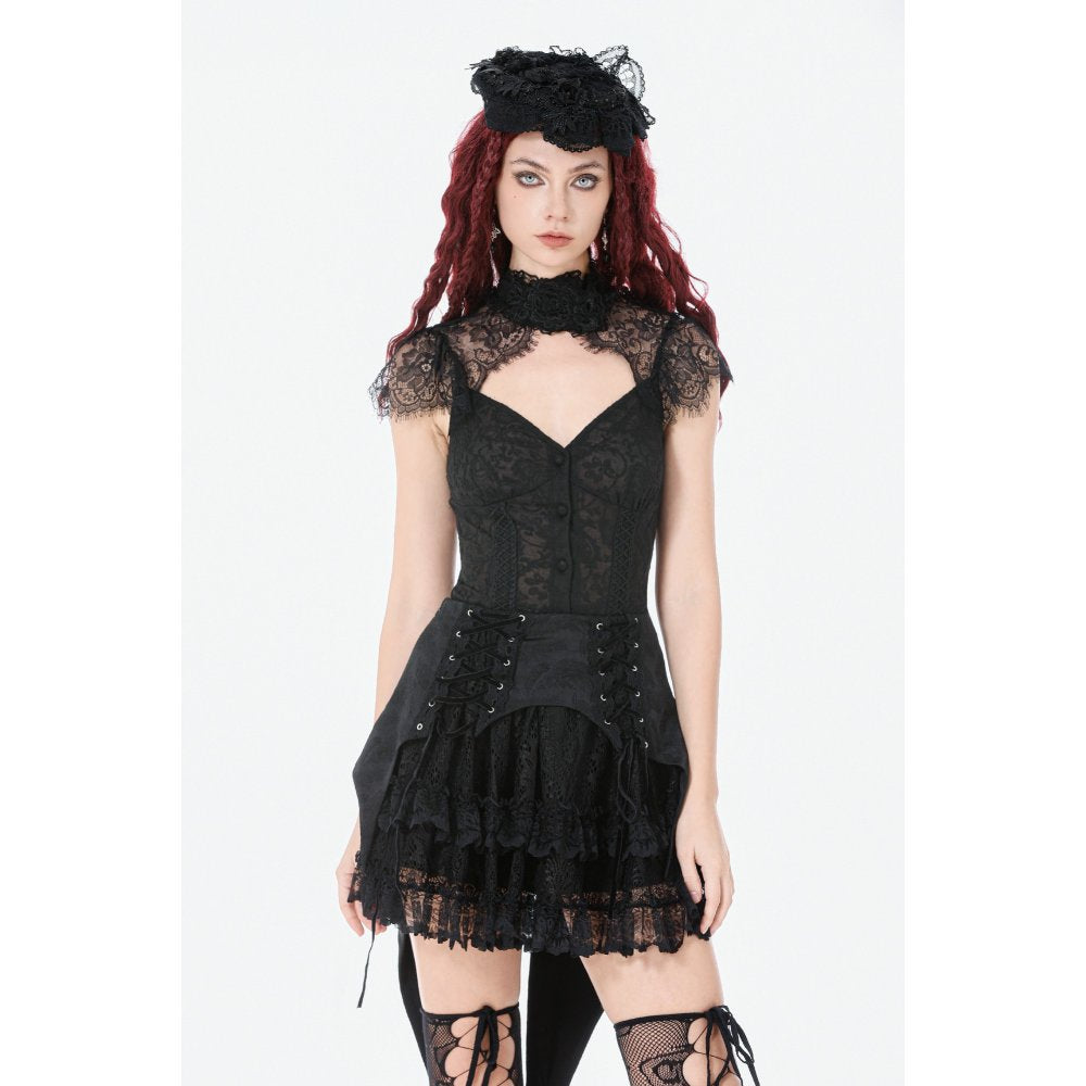 Dark in Love Thornspell Gothic Layered Lace Skirt