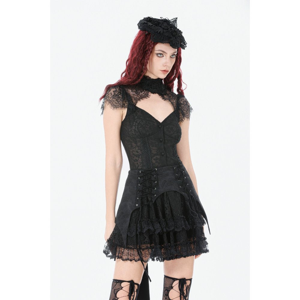 Dark in Love Thornspell Gothic Layered Lace Skirt