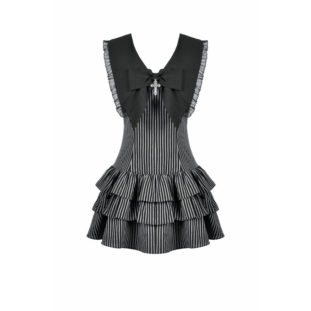 Dark in Love Vintage Striped Ruffle Tier Dress