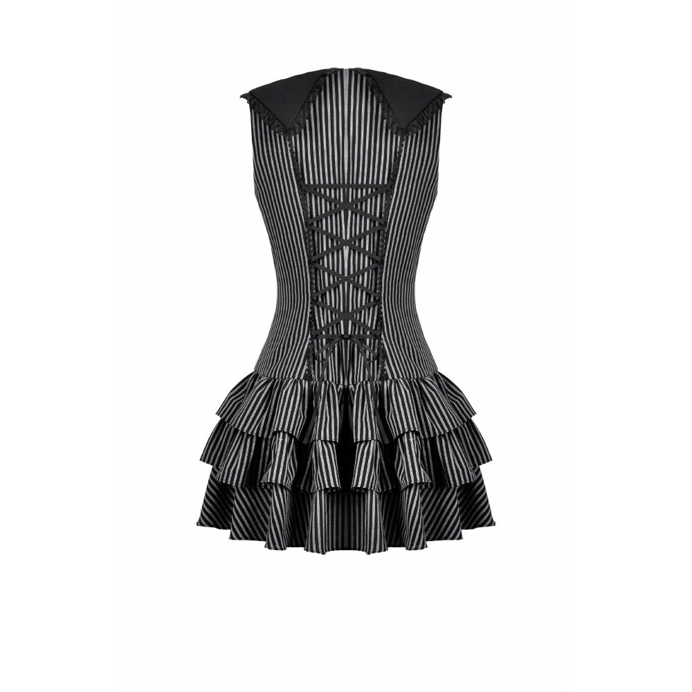 Dark in Love Vintage Striped Ruffle Tier Dress