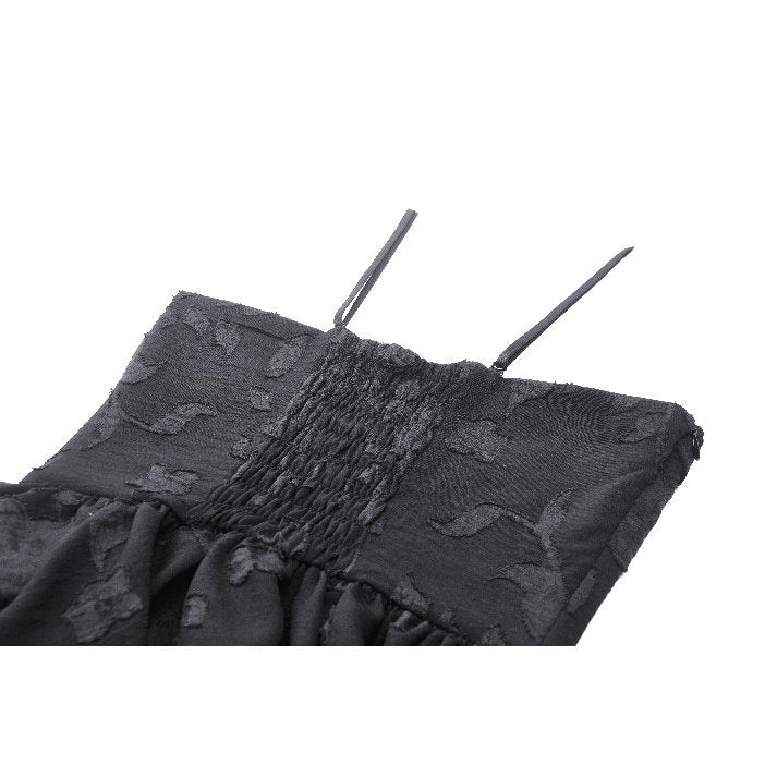 Dark in Love Zemira Goth Dress - 3D Floral Plunge Lace-Up Batwing Bust