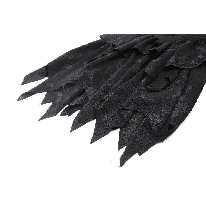 Dark in Love Zemira Goth Dress - 3D Floral Plunge Lace-Up Batwing Bust
