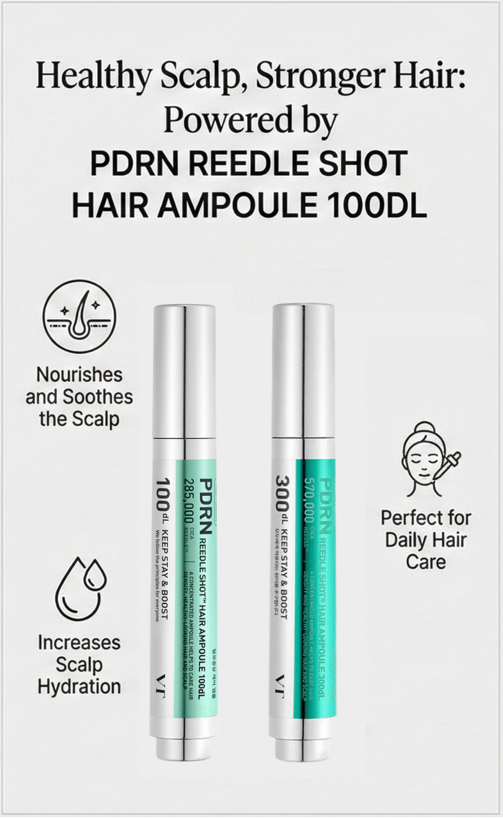 VT PDRN Reedle Shot Hair Ampoule | Korean Scalp Treatment for Thinning Hair
