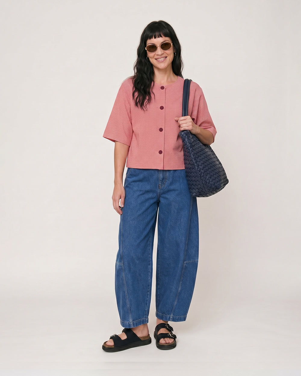 Elle Burgandy Gingham Top