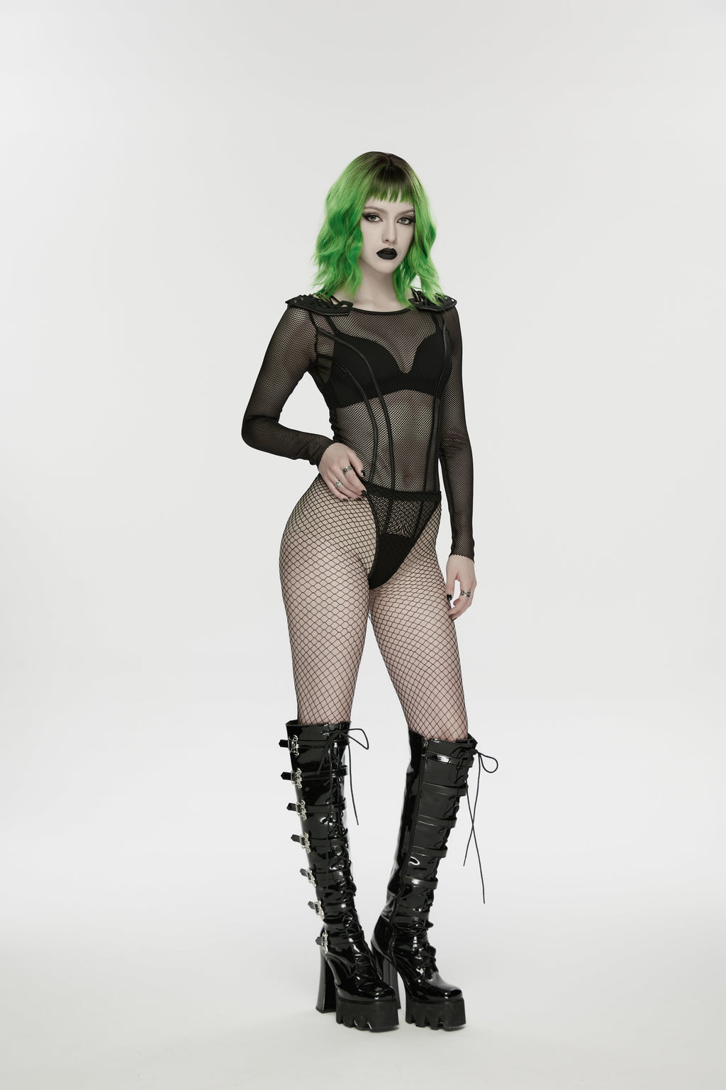 Punk Rave Cyberpunk Armor Mesh Bodysuit