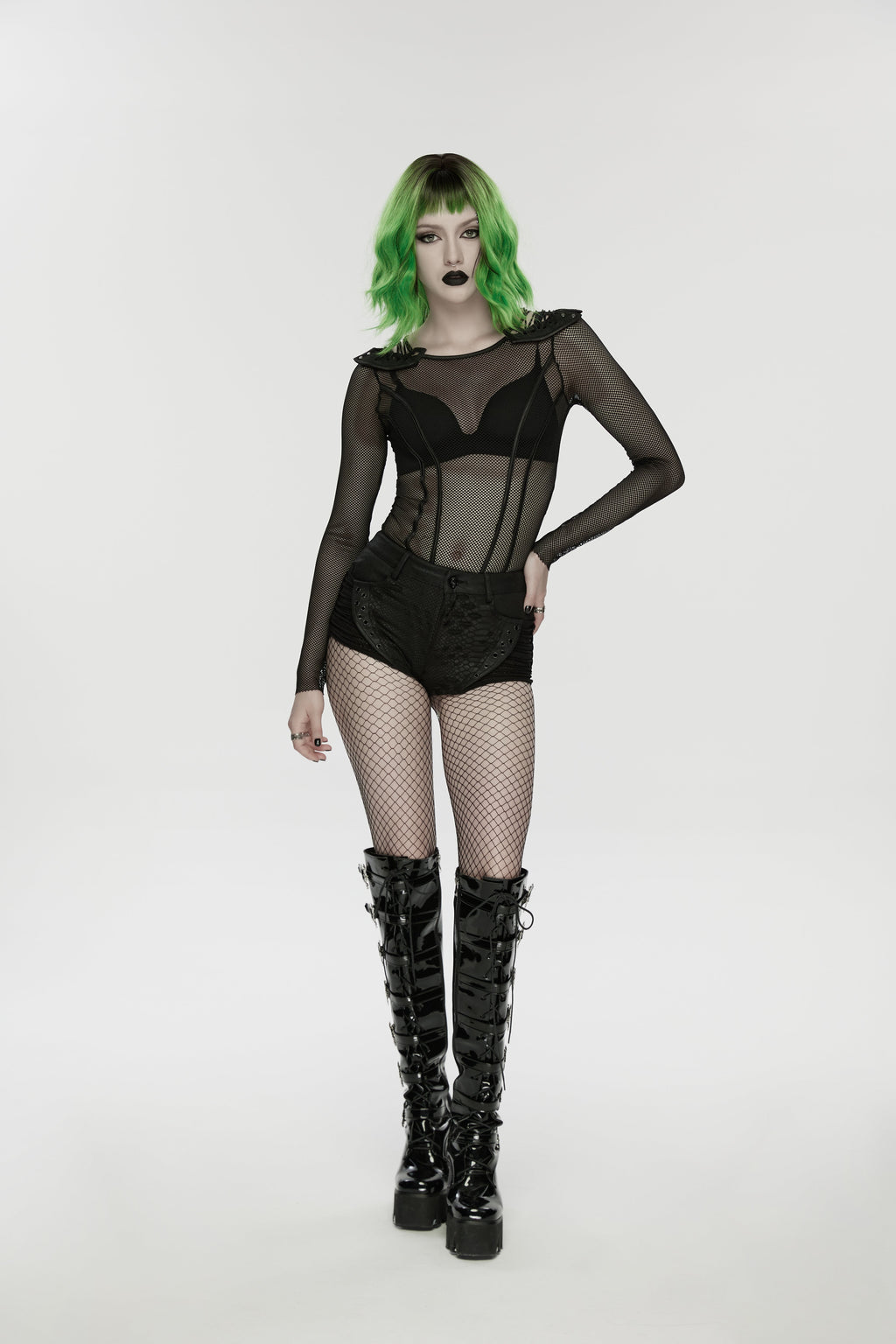Punk Rave Cyberpunk Armor Mesh Bodysuit