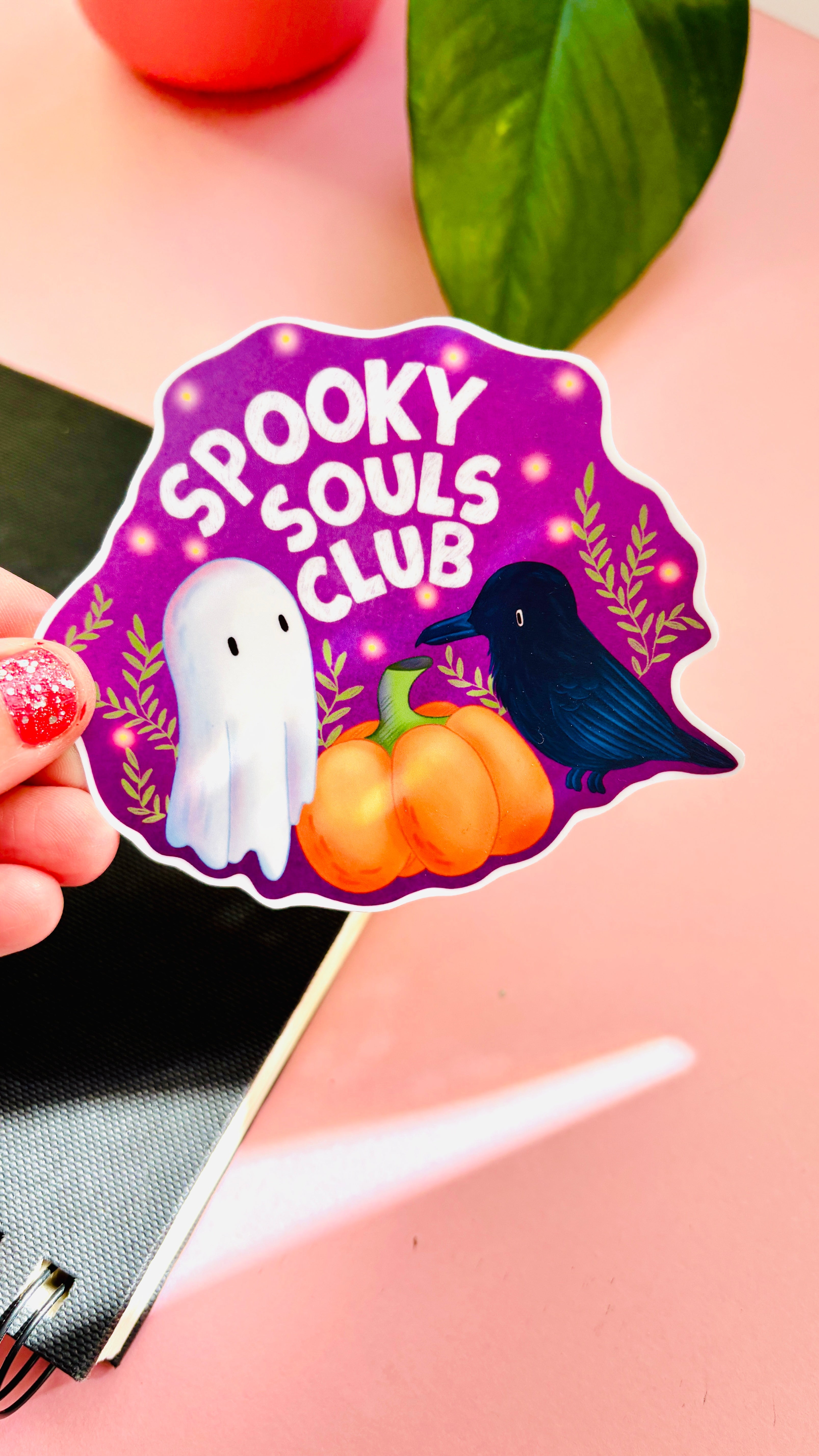 Spooky Souls Club Vinyl Sticker – Cute Ghost, Pumpkin & Raven Halloween Sticker