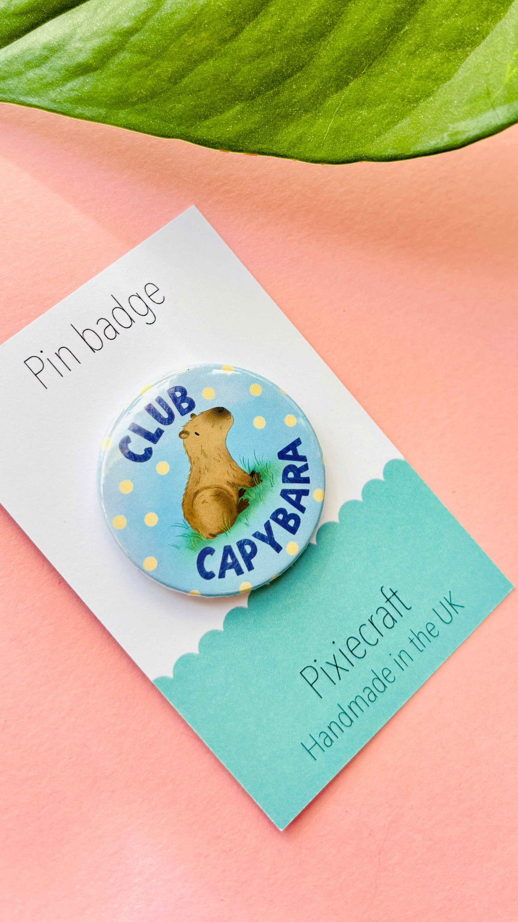 Club Capybara Badge or Fridge Magnet- Handmade Capybara Gift