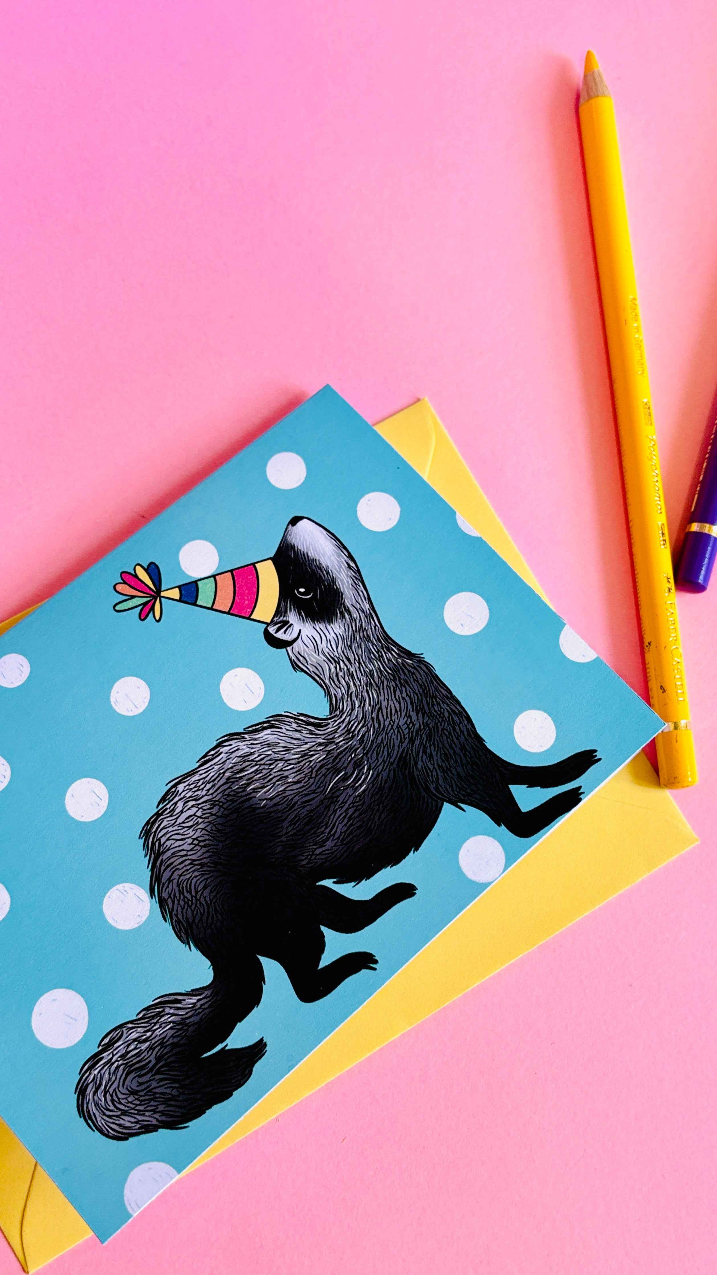 Handmade Ferret Card for Birthday/ Celebration/ Well done