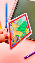 Pastel Deer or Bunny Pink Scalloped Vinyl Sticker