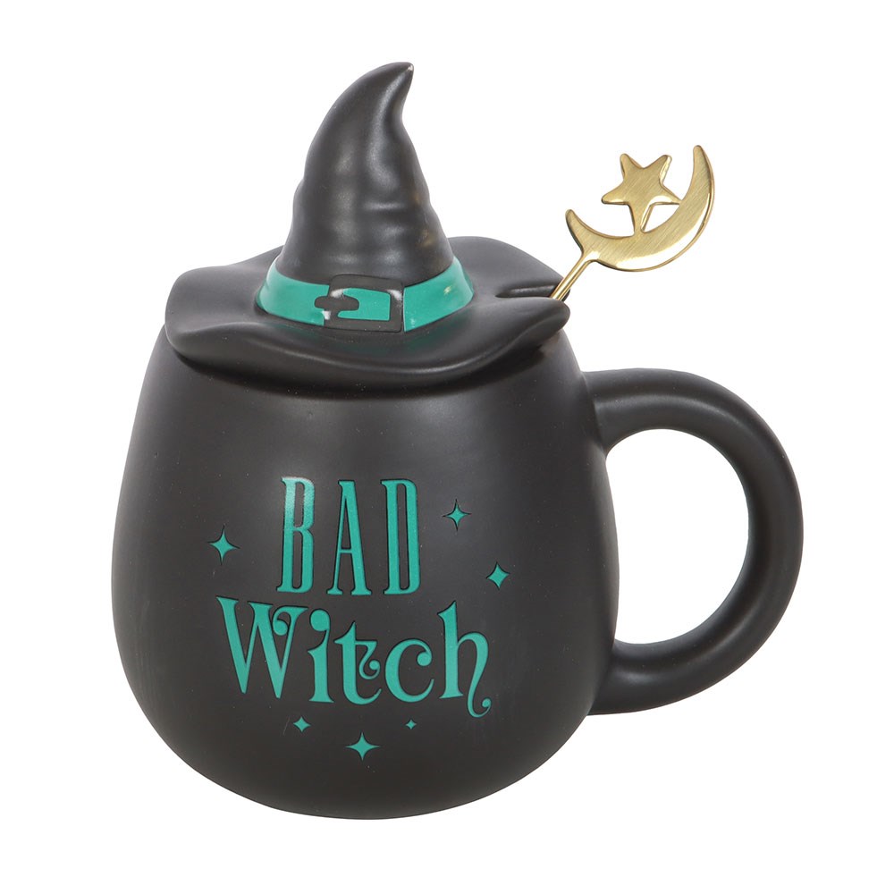 Witch Cauldron Mug Lid Spoon Gothic Witchy Cup