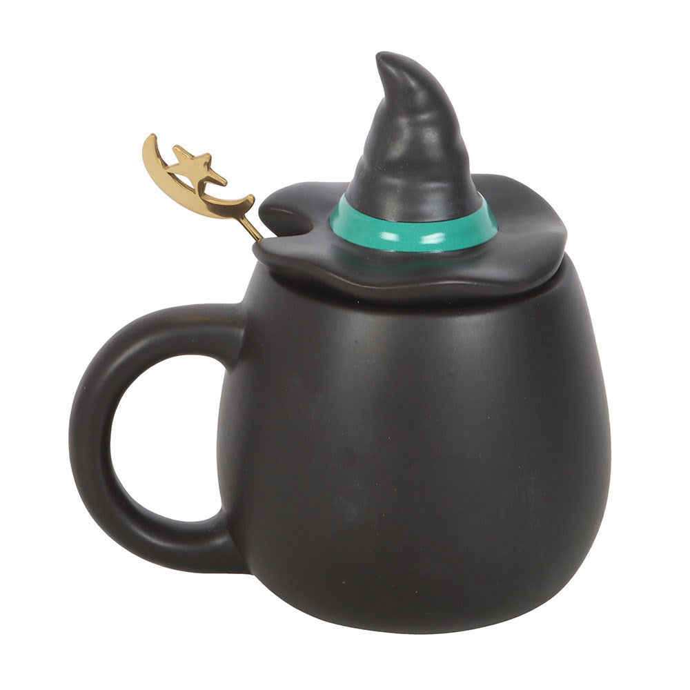 Witch Cauldron Mug Lid Spoon Gothic Witchy Cup