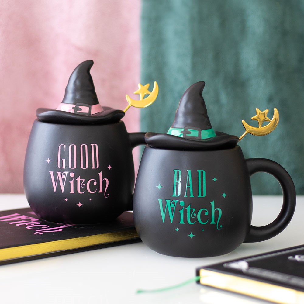 Witch Cauldron Mug Lid Spoon Gothic Witchy Cup