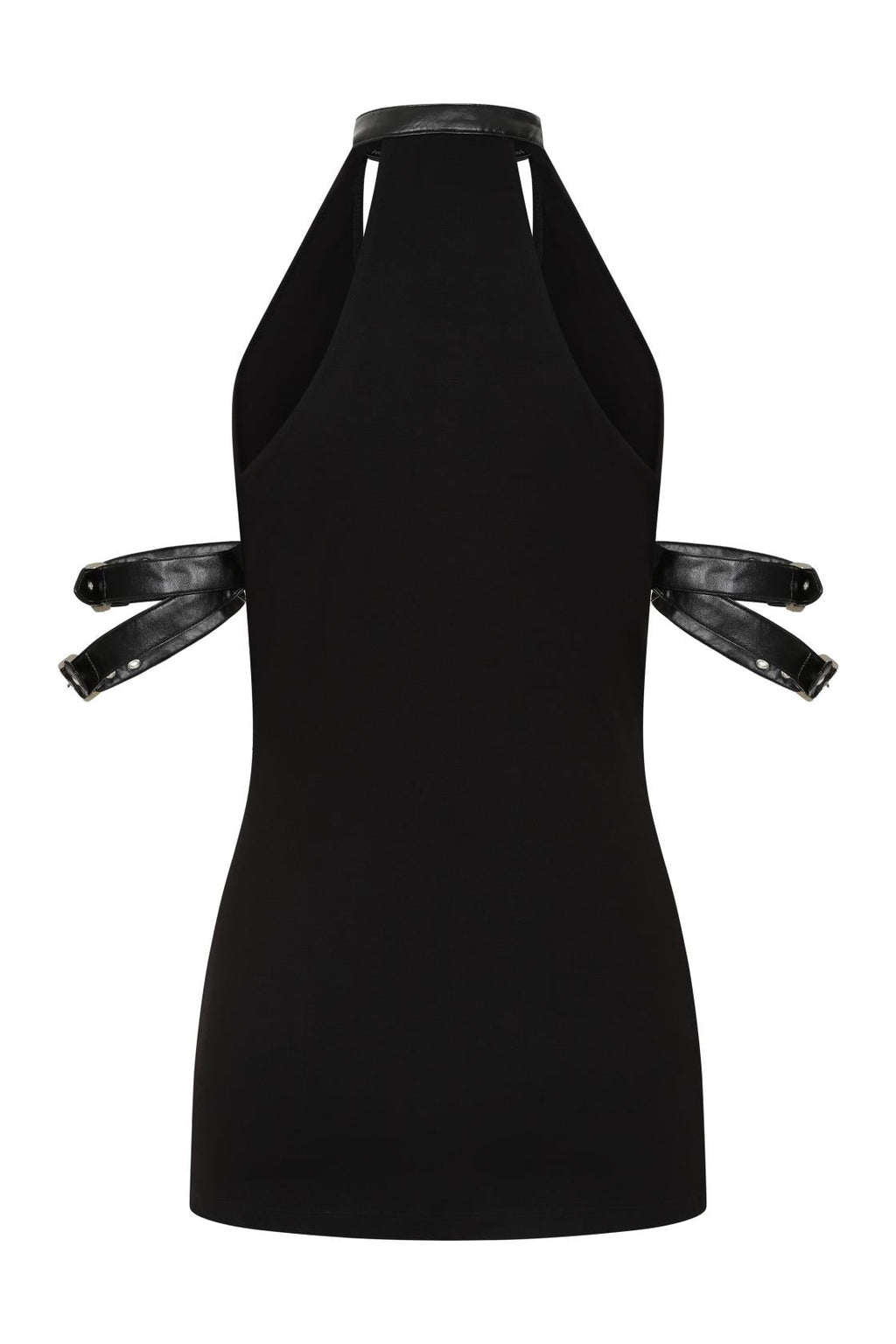 Necessary Evil Aphrodite Plunge Cowl Neck Top - Faux Leather Gothic Going Out Top