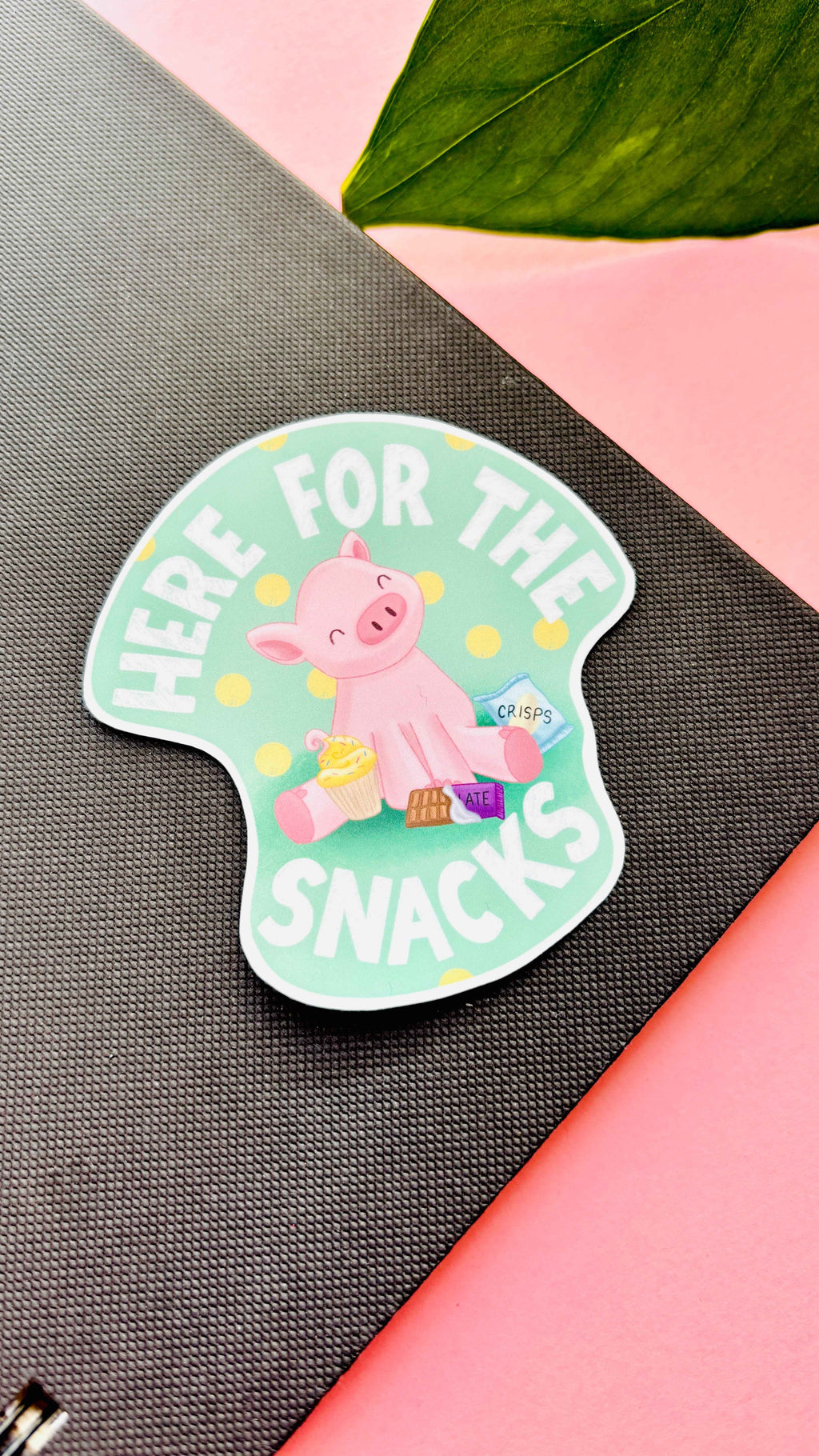 Here for the Snacks Pig- Funny Vinyl Sticker