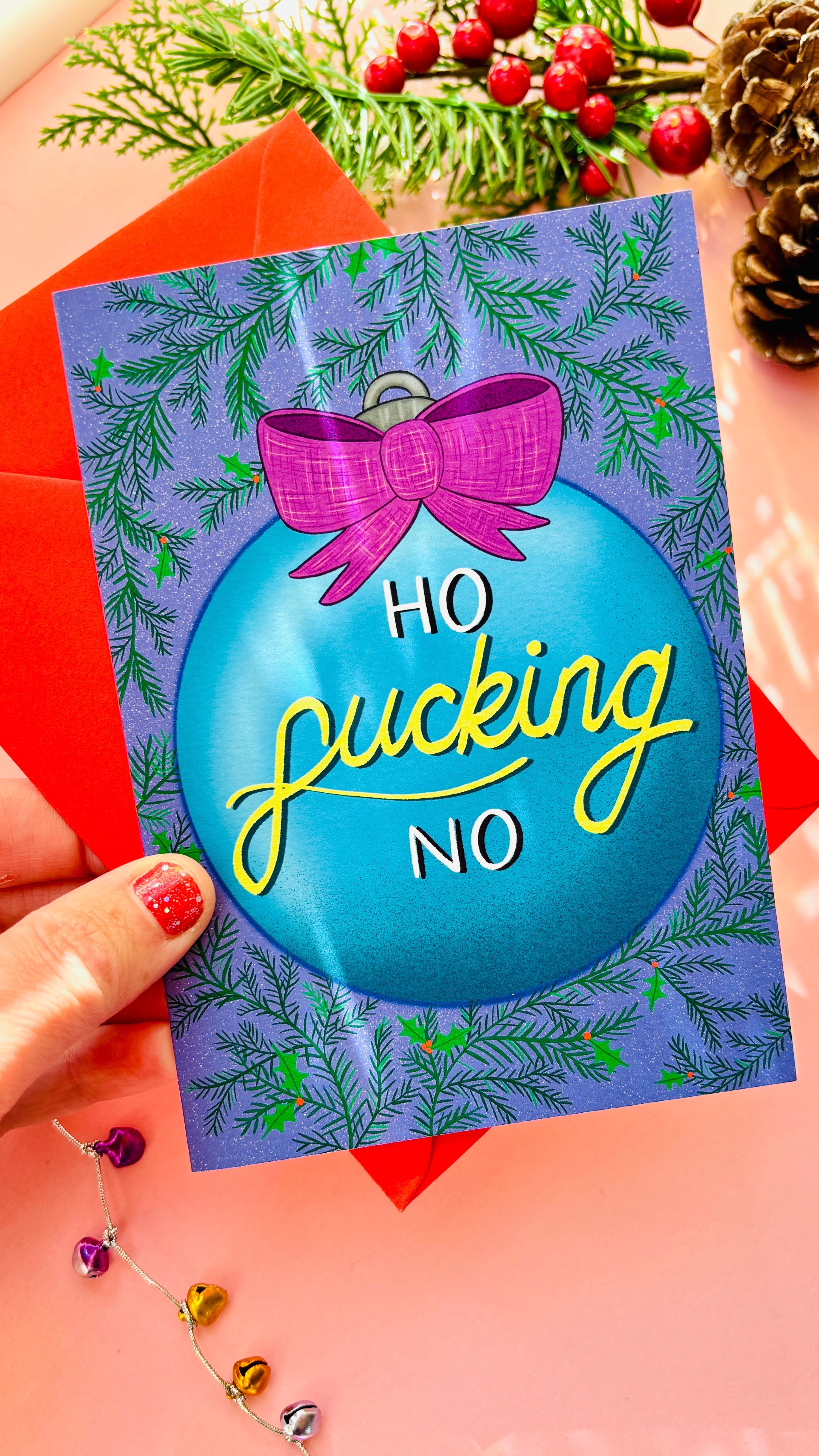 “Ho Fucking No” Christmas Card – Funny Adult Holiday Greeting