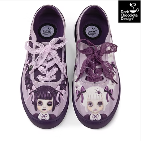 Chocolaticas® Nocturna Sisters - Gothic Dollface Lace-Up Sneakers