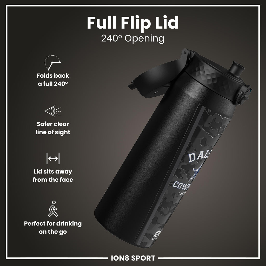NFL x ION8 Insulated Steel Water Bottle, NFL Cowboys, 750ml (24oz)