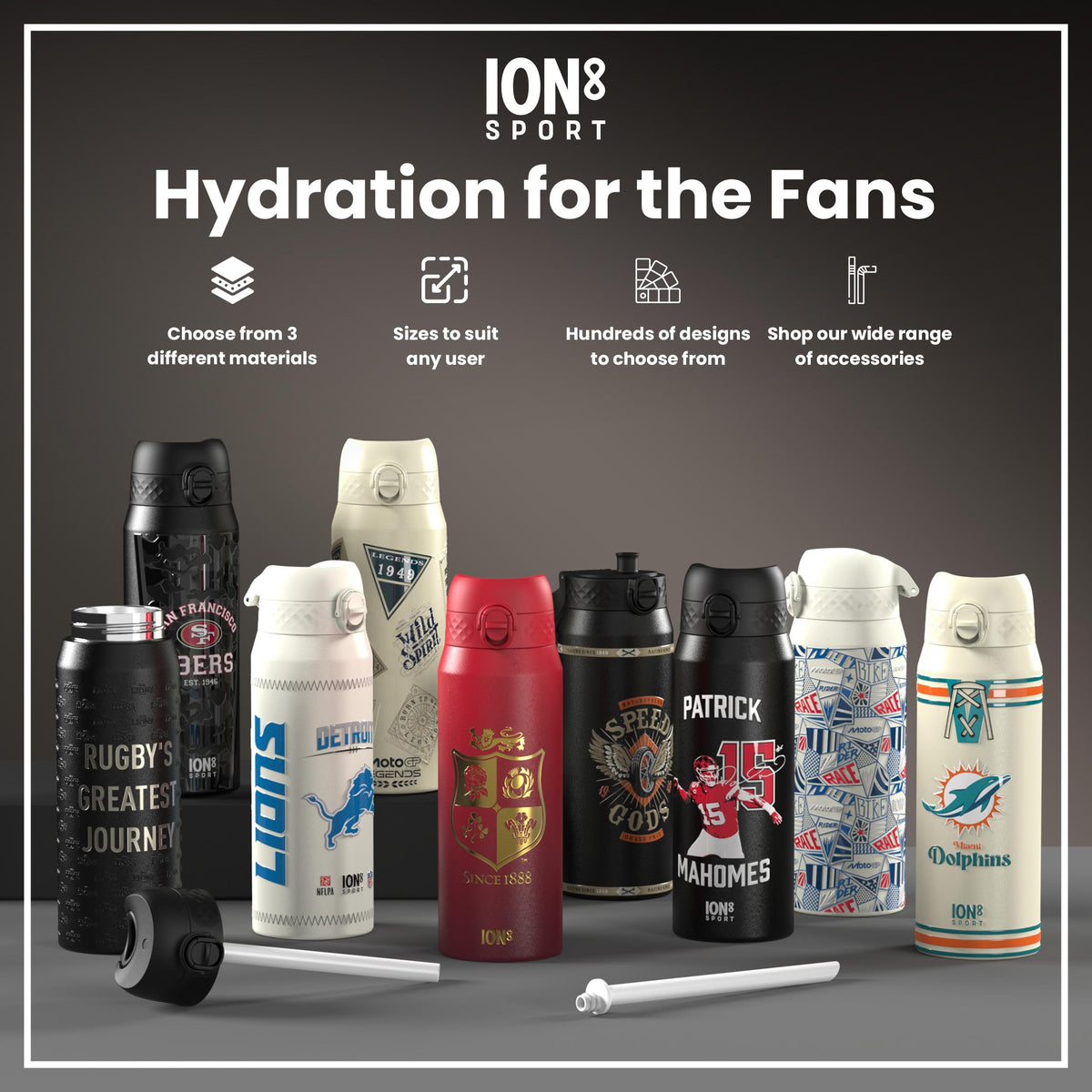 NFL x ION8 Insulated Steel Water Bottle, NFL Giants, 750ml (24oz)