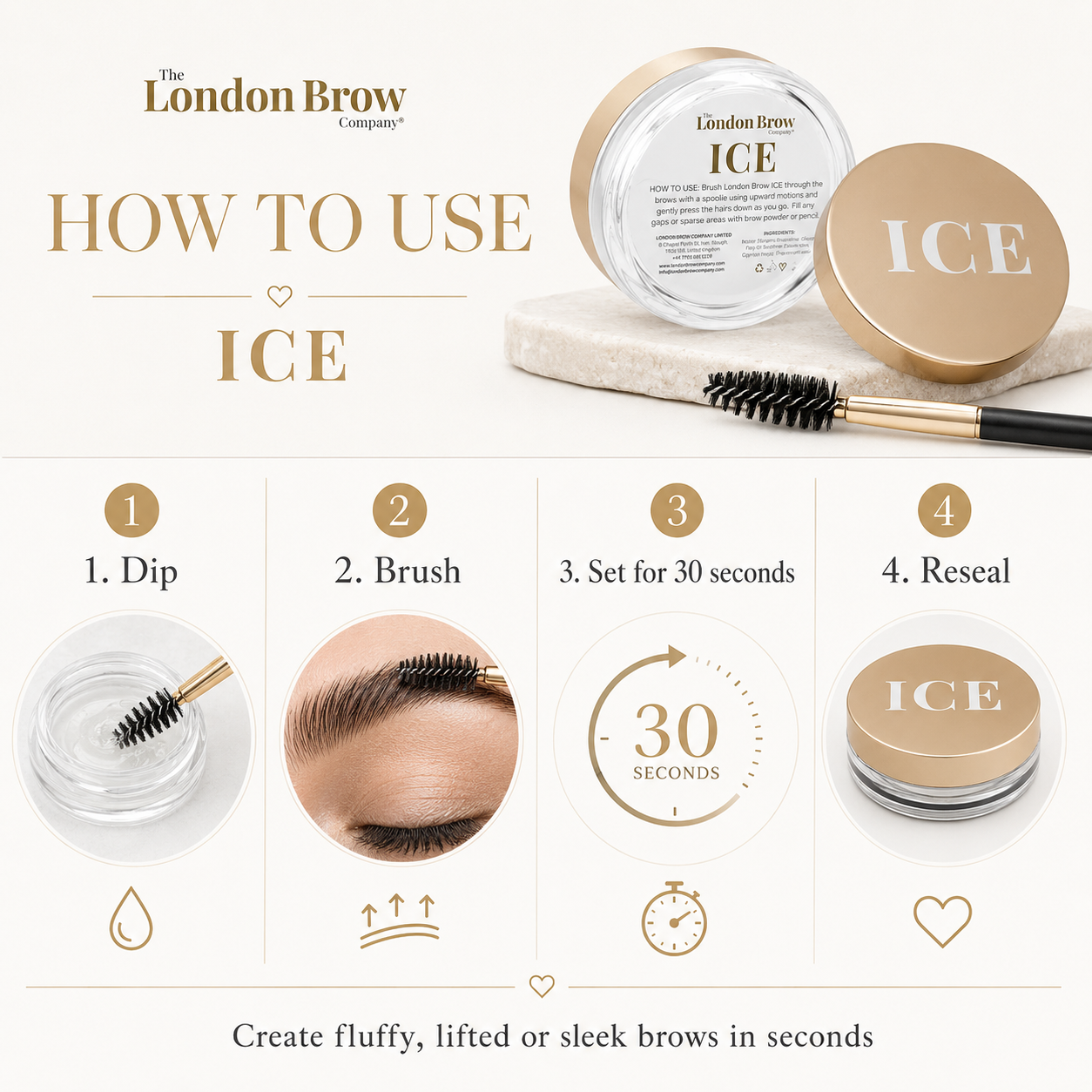 London Brow ICE – Waterless Brow Styling Wax for Fluffy, Laminated & Defined Brows