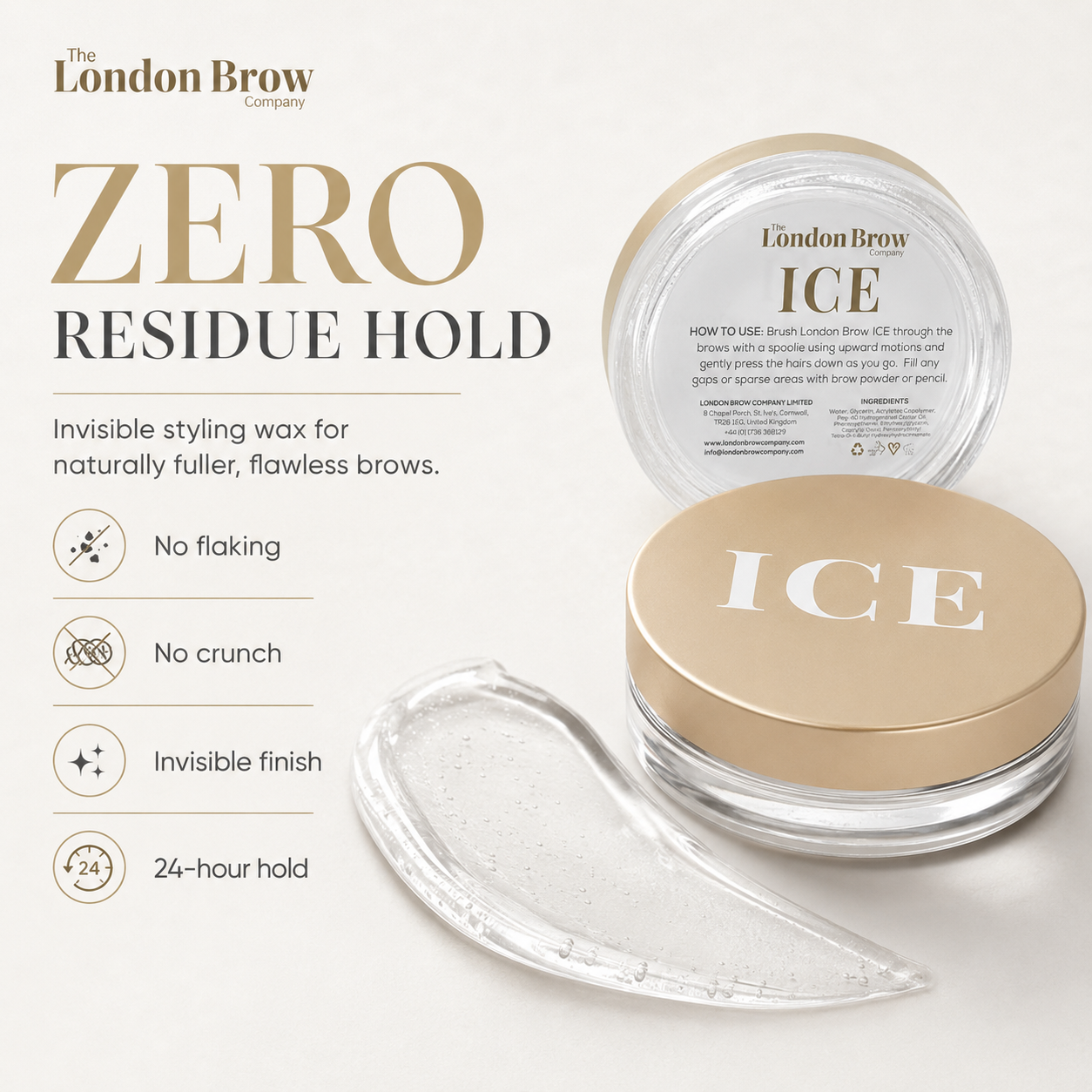 London Brow ICE – Waterless Brow Styling Wax for Fluffy, Laminated & Defined Brows