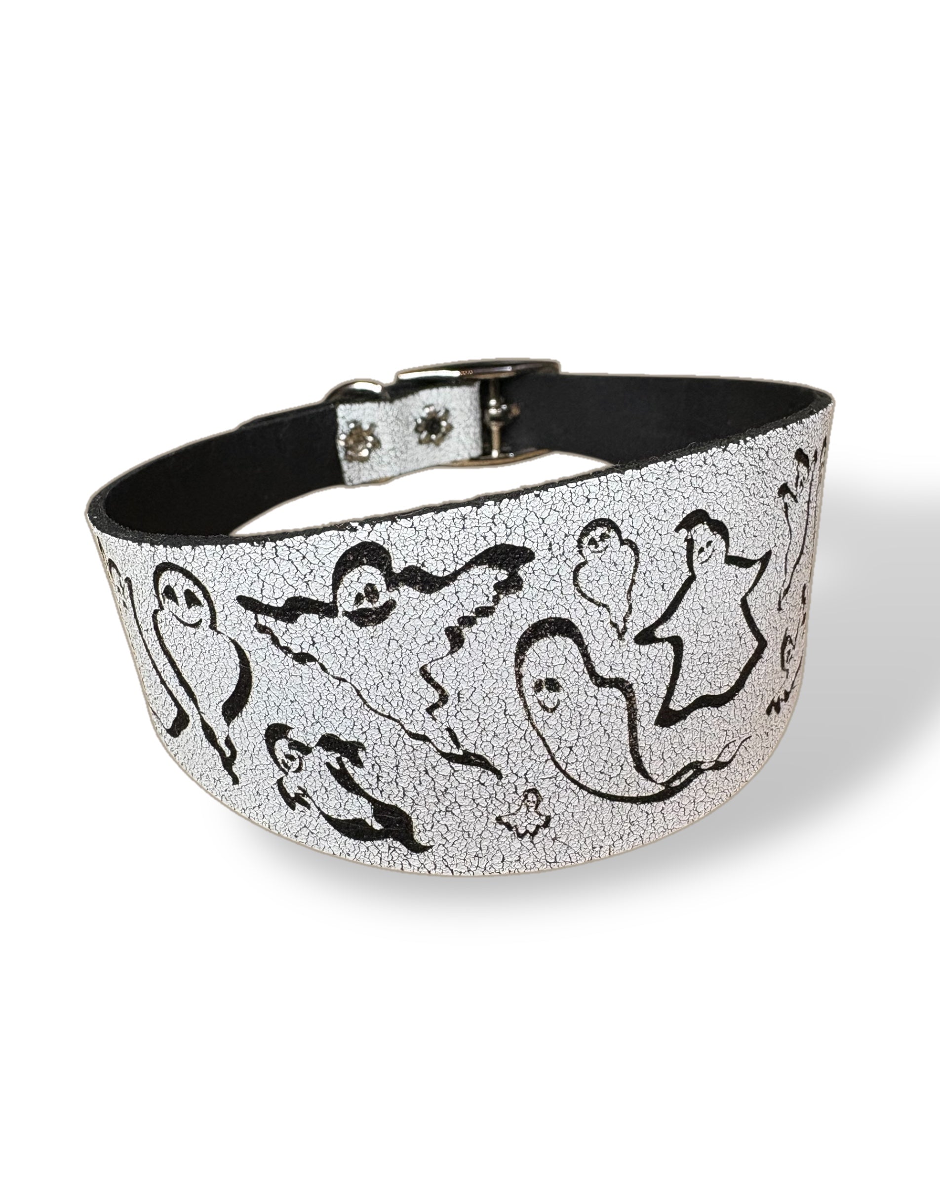 Leather Collar - HALLOWEEN - Ghosties