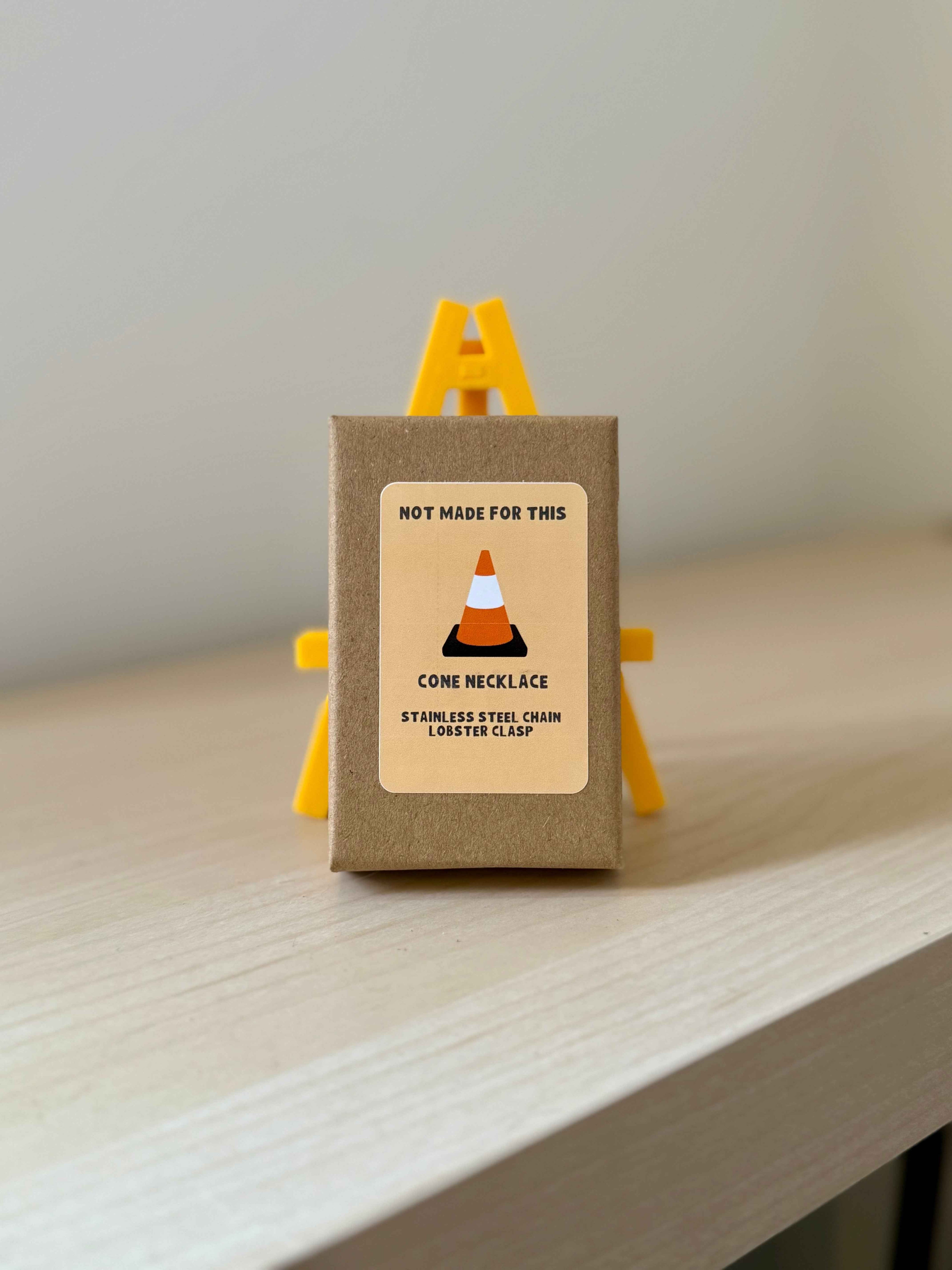 Traffic Cone Necklace | 3D Printed Quirky Pendant | Novelty Gift