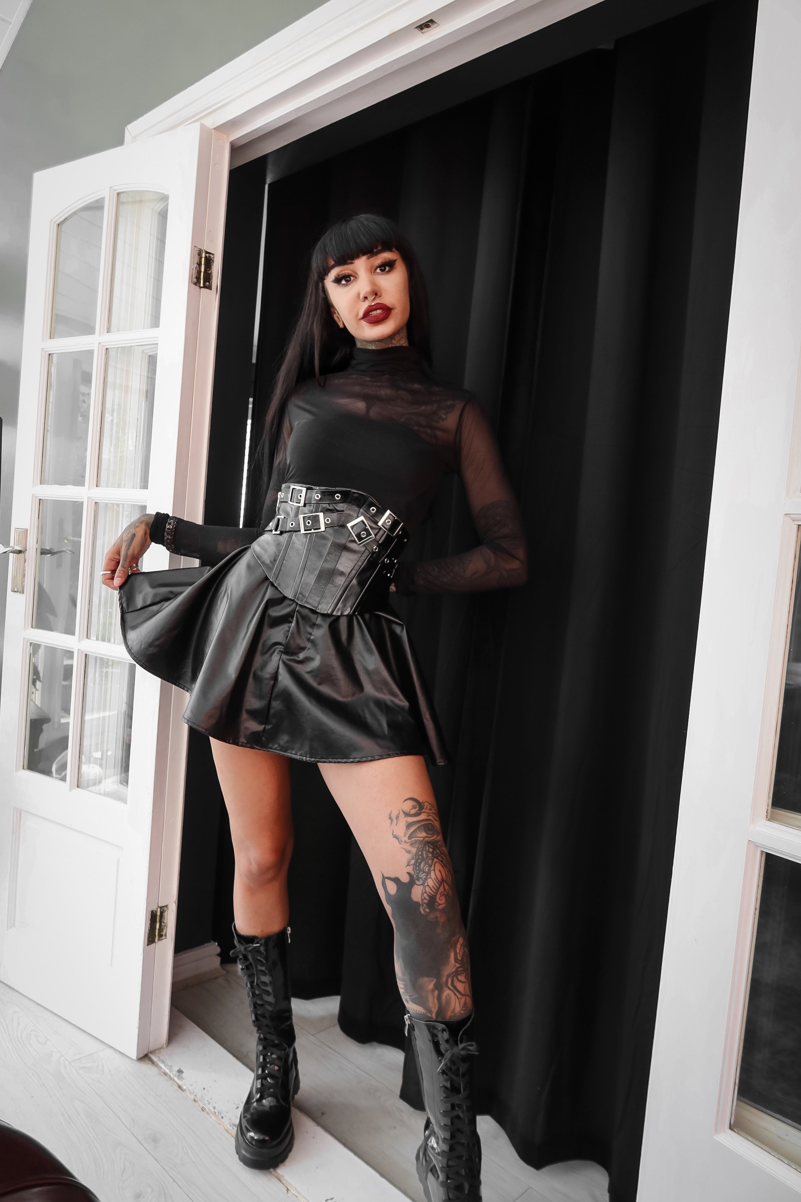 Dark in Lia Punk Love Patent Leather Waist Corset with Metal Accents - Size UK 18 Left Only!