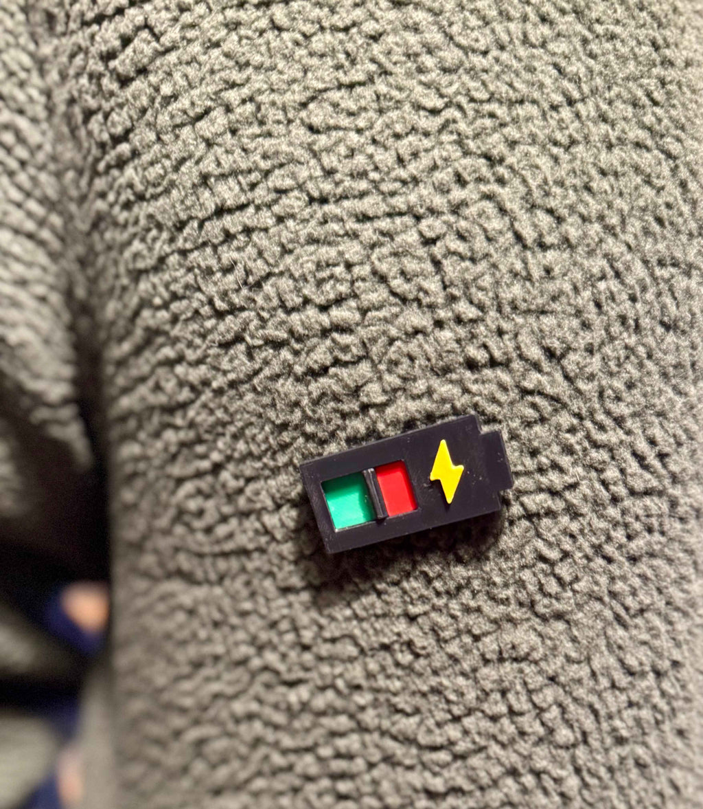 Social Battery Sliding Pin Badge | Neurodivergent Introvert Gift