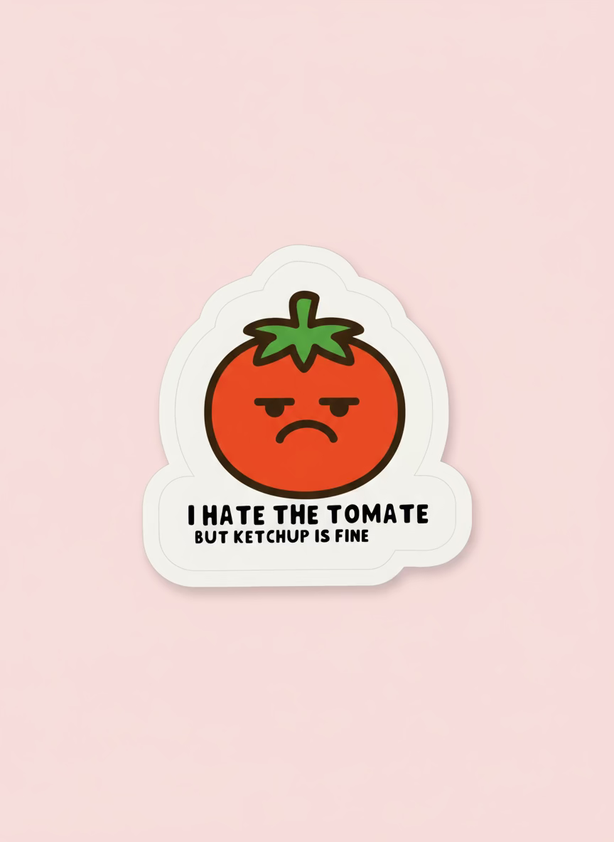I Hate the Tomate Sticker | Funny Food Texture Vinyl Sticker