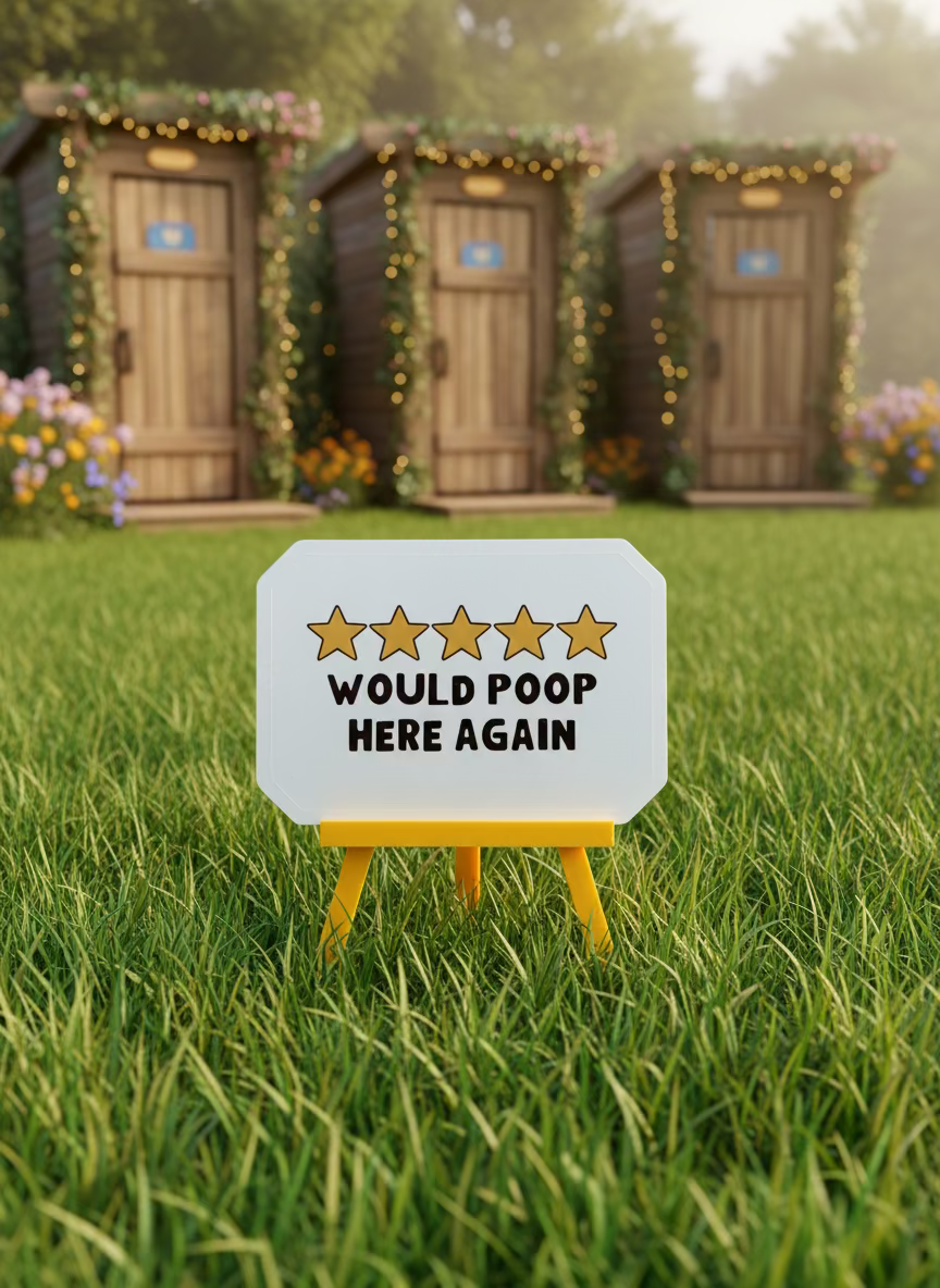 Would Poop Here Again Sticker | Funny 5 Star Toilet Vinyl Sticker