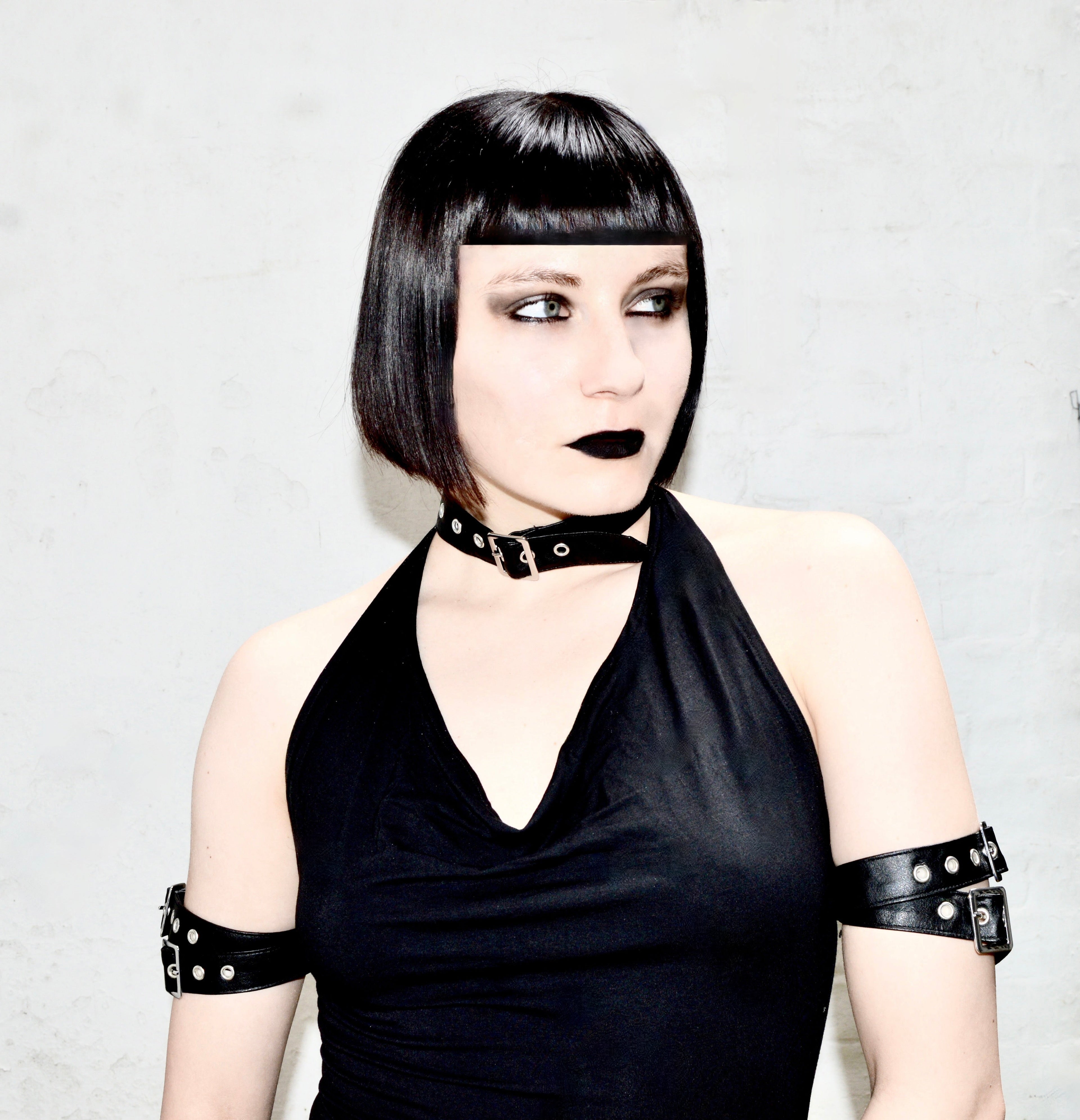 Necessary Evil Aphrodite Plunge Cowl Neck Top - Faux Leather Gothic Going Out Top