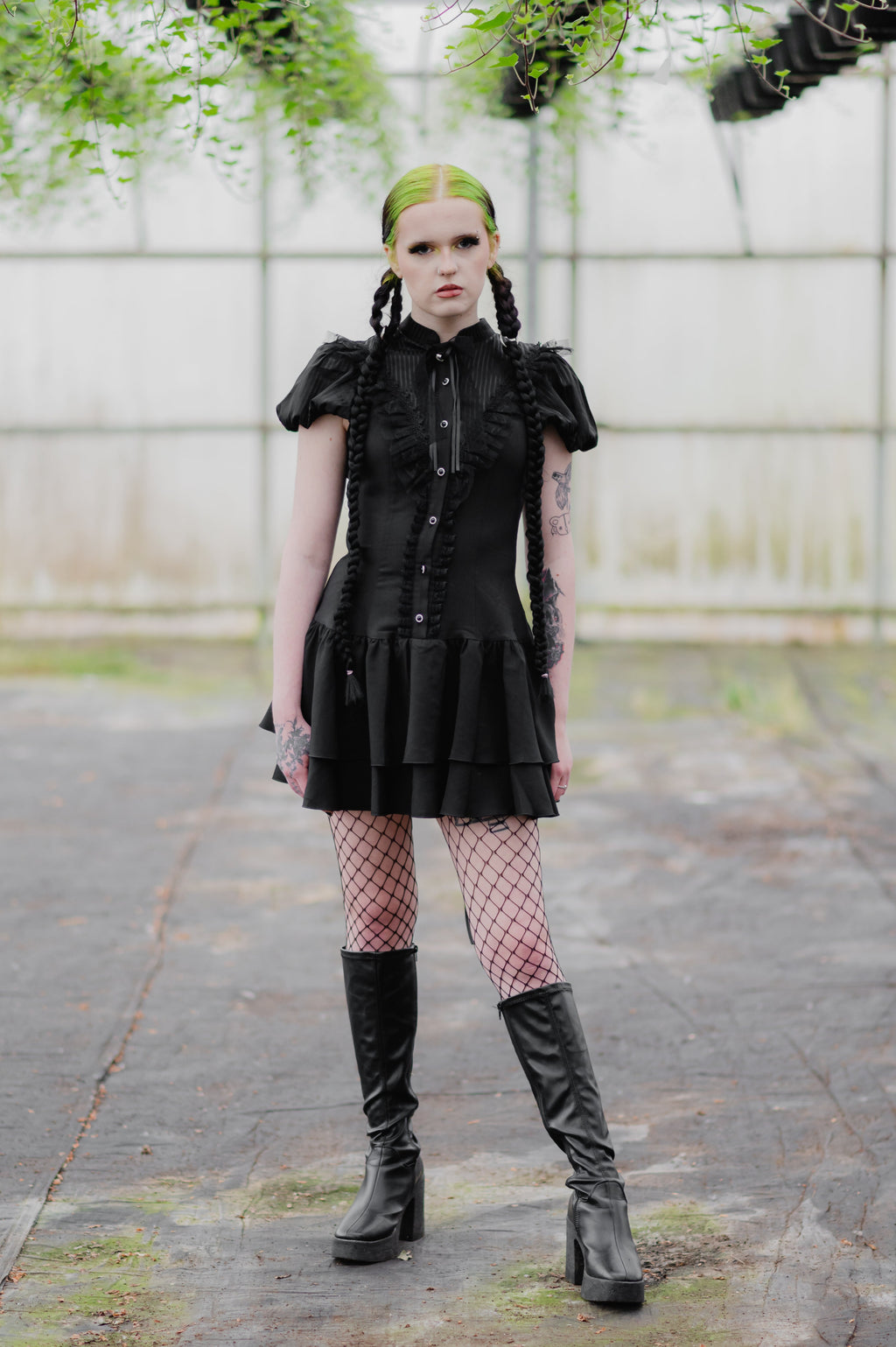 Dark in Love Lolita Bow-Trim Lace Dress