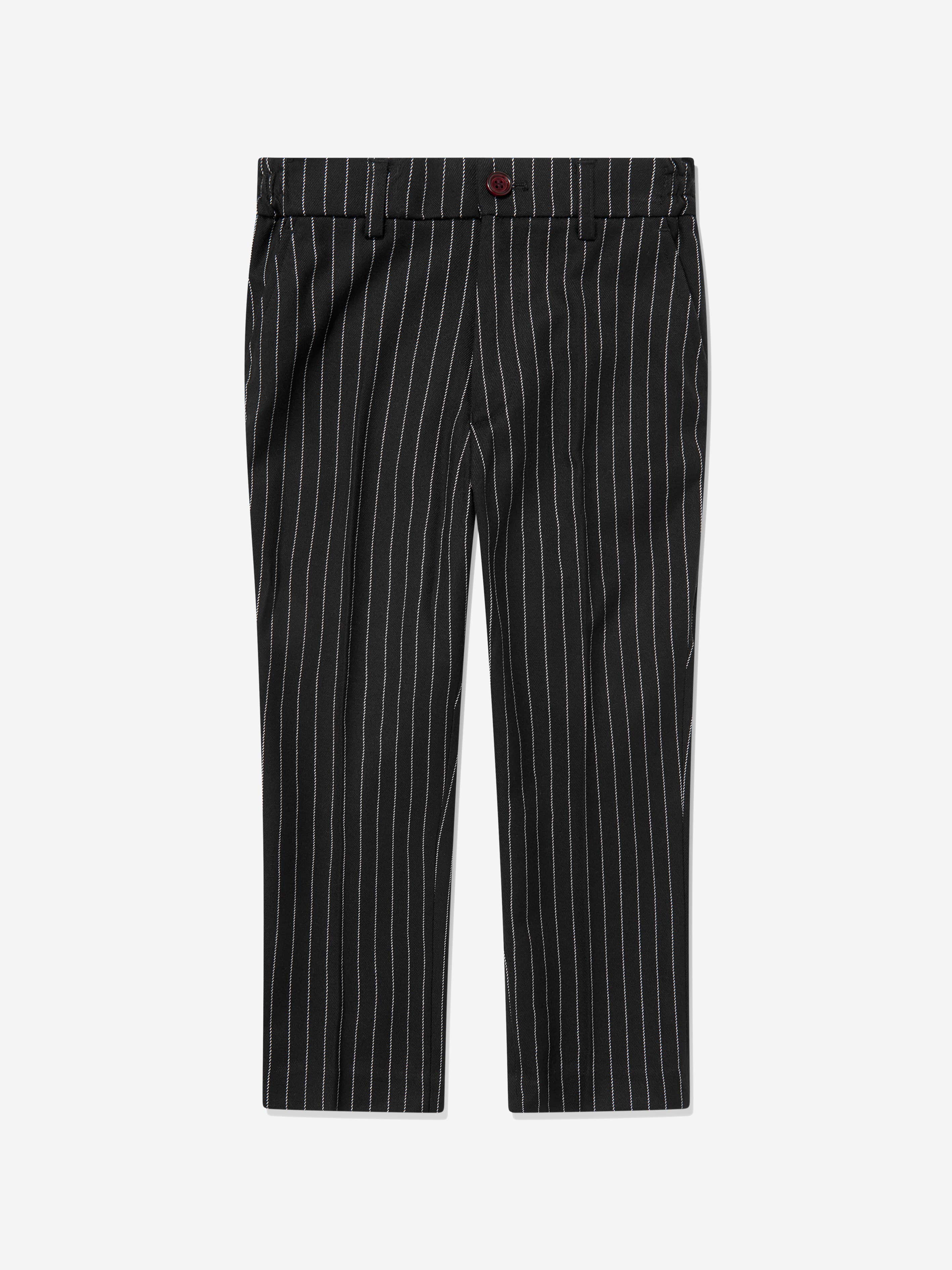 SUITLAB London Boys Striped 3 Piece Suit Set in Black