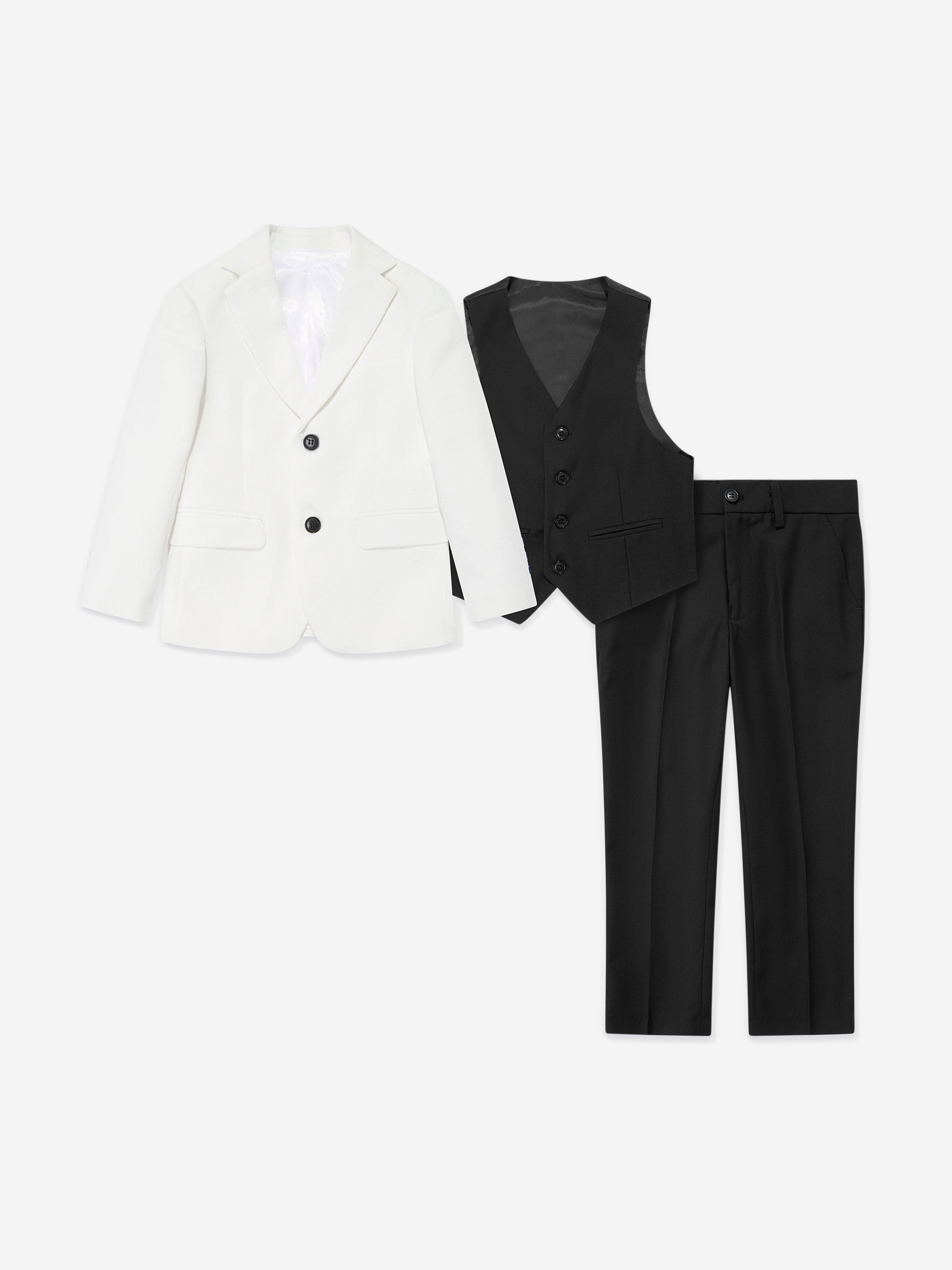 SUITLAB London Boys Tuxedo 3 Piece Suit Set in White