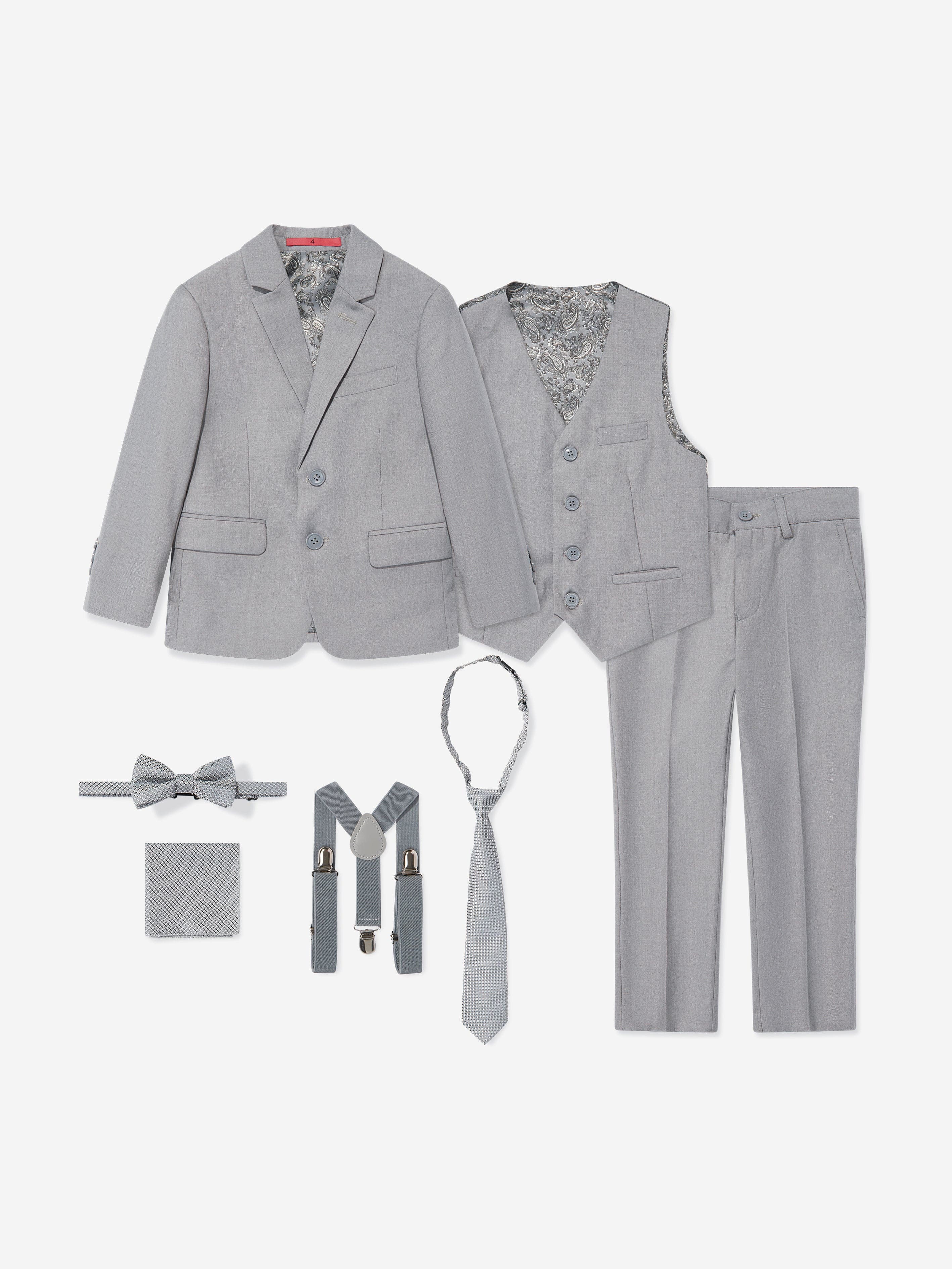 SUITLAB London Boys 7 Piece Suit Set in Grey