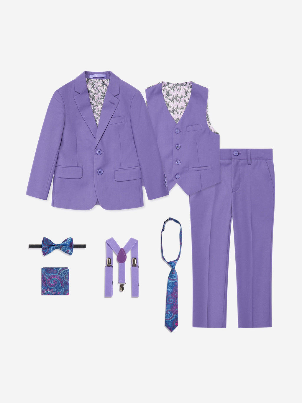 SUITLAB London Boys 7 Piece Suit Set in Purple
