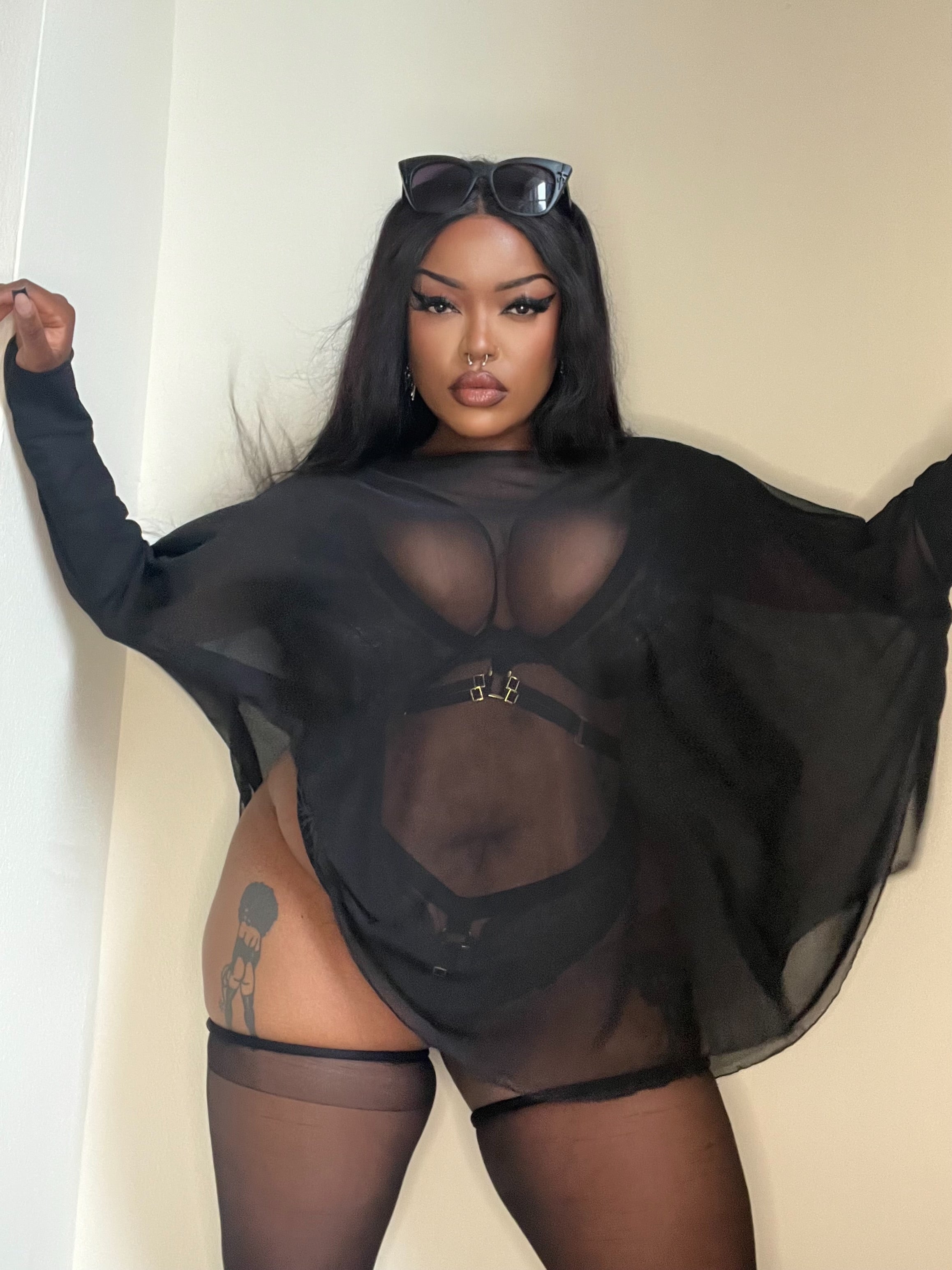 Necessary Evil Circe Gothic Sheer Black Mesh Top - Flowing Layering Piece UK Made