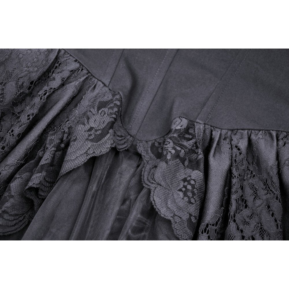 Dark In Love Lilinoe Goth Dress - Off Shoulder Lace-Up Back