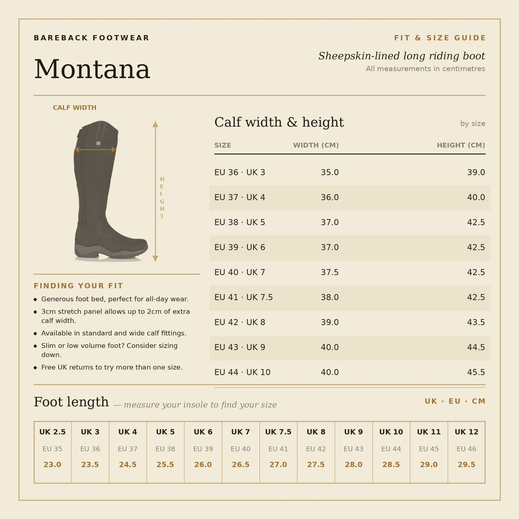 Montana Riding Boots - Black - Standard and Wide Calf